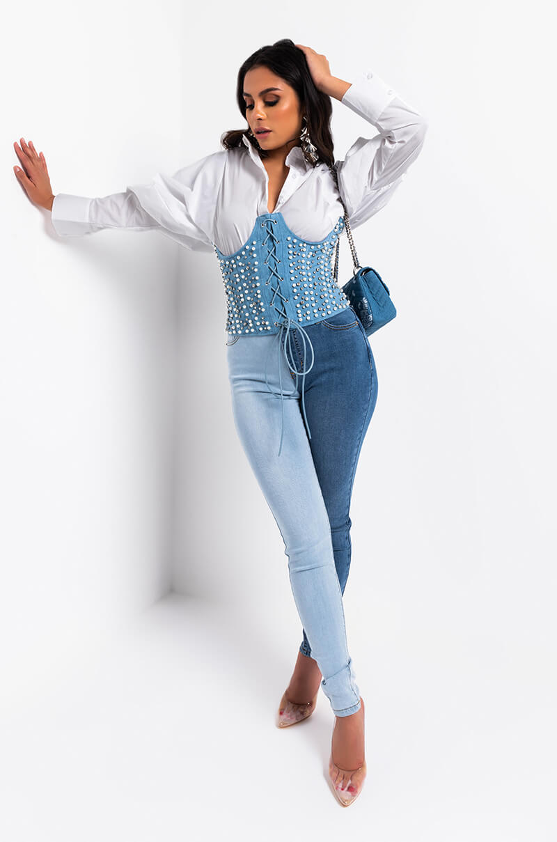 Im Not Bossy Im The Boss Button Up Puff Sleeve Blouse in White