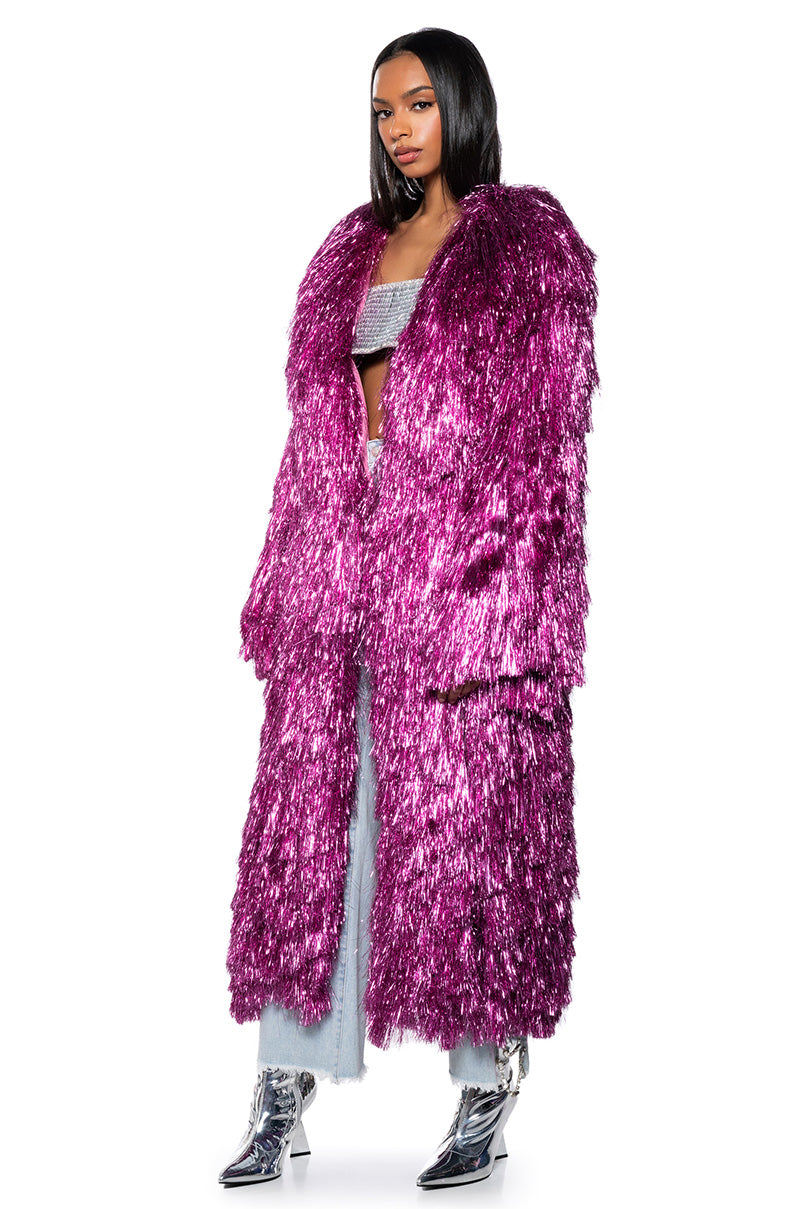 I'M SO FANCY TINSEL METALLIC SHAKET TRENCH IN PINK view 0