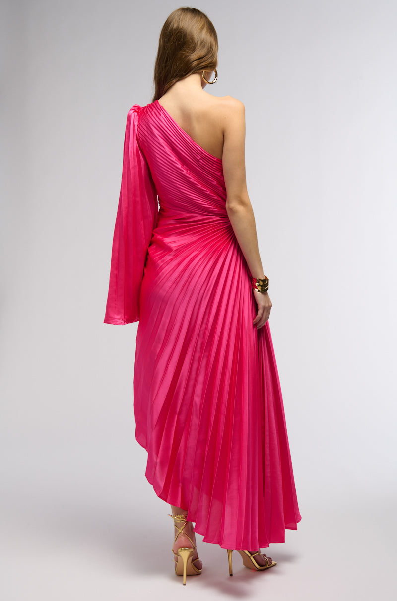 Extra View Im That Girl Satin Midi Dress In Neon Pink