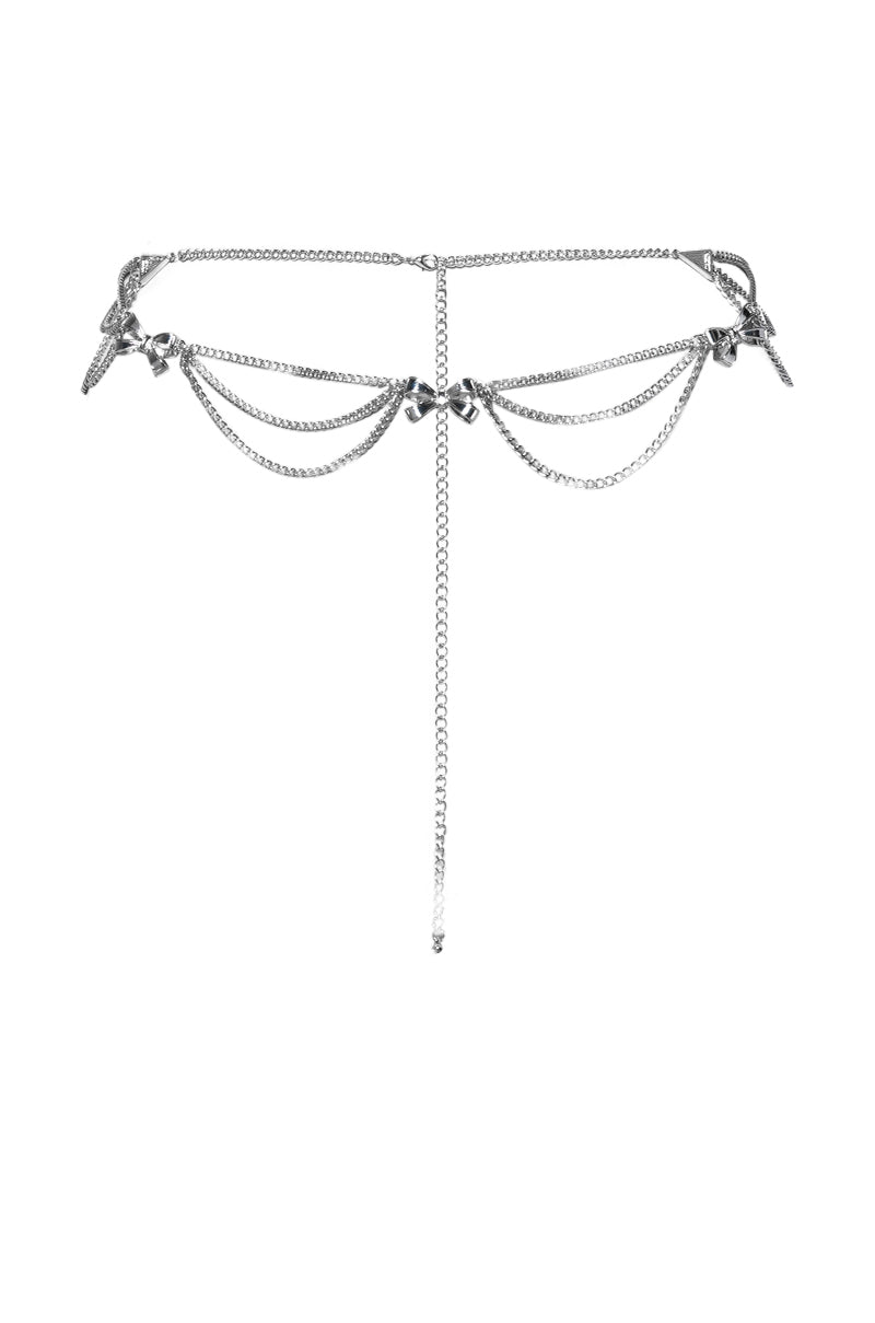 Side View Im Too Pretty Bow Chain Belt