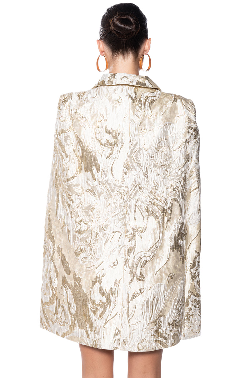 Extra View Imani Brocade Cape Sleeve Blazer Dress