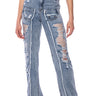 Front View Impact On You Distressed Wide Leg High Rise Jeans