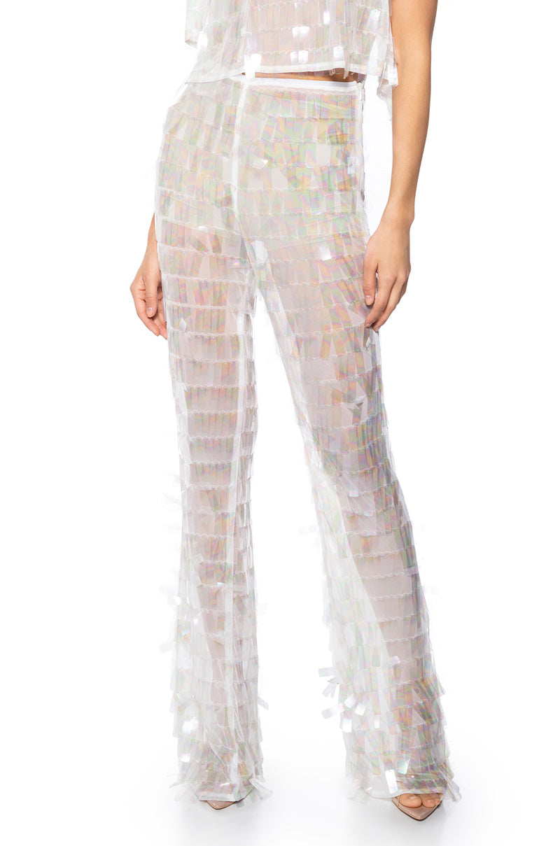 IMPRESS ME IRIDESCENT WIDE LEG SEQUIN PANT view 0