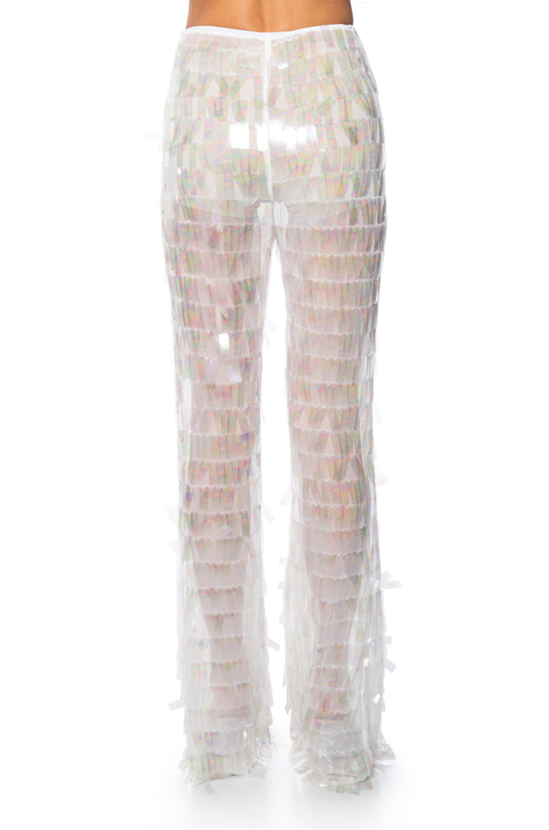 Full View Impress Me Iridescent Wide Leg Sequin Pant