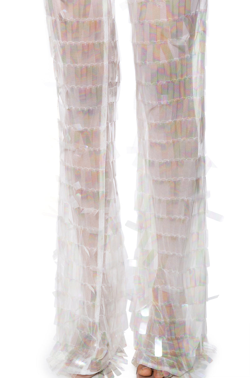 Extra View Impress Me Iridescent Wide Leg Sequin Pant