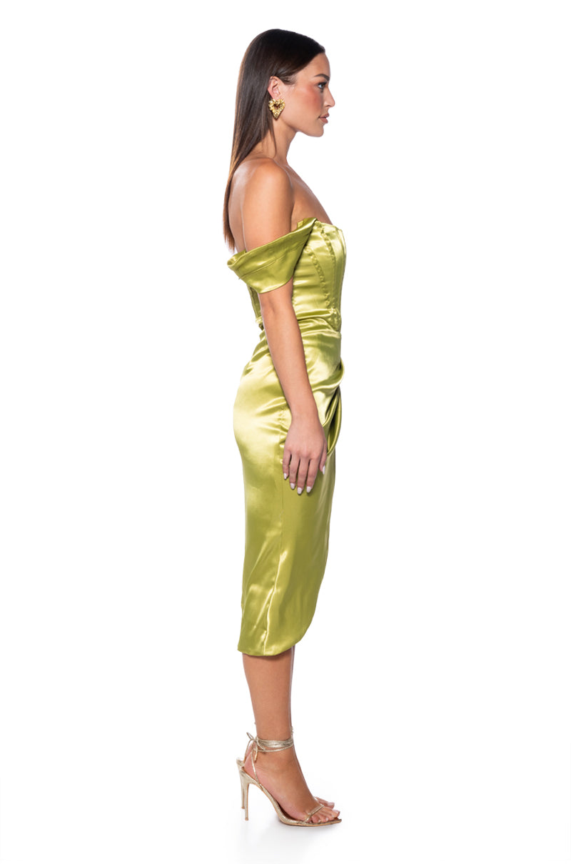 Side View Impressed By Me Satin Midi Dress