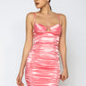 Front View In A Boss Bitch Mood Mini Dress With Ruched Front in Pink