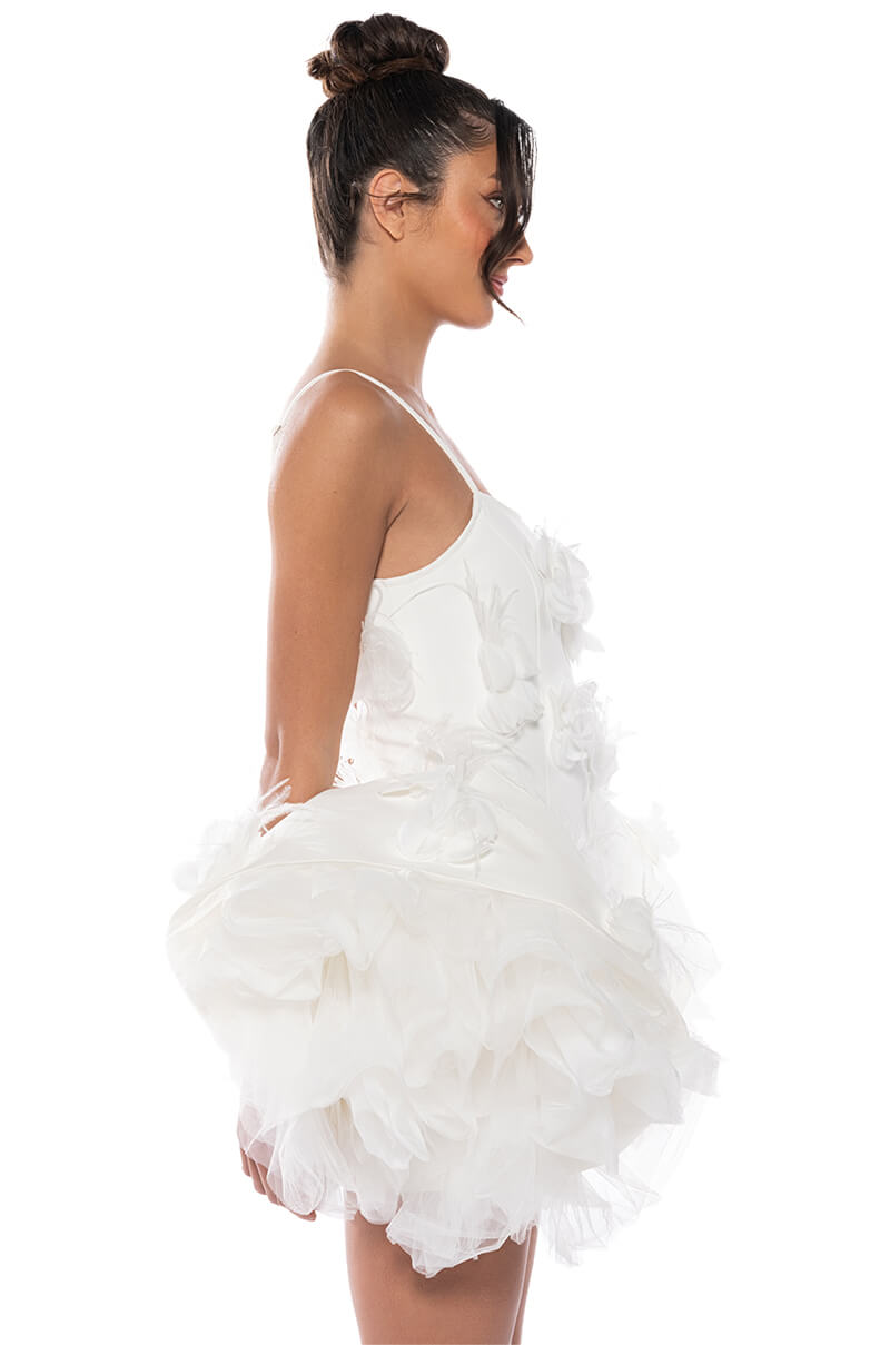 Full View In Bloom Flared Mini Dress In White