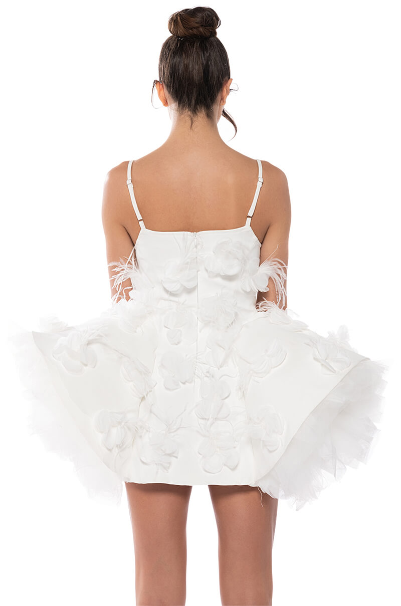 Extra View In Bloom Flared Mini Dress In White