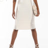 Front View In My Bag Mesh Detail Bandage Midi Skirt