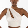 Front View In My Bag One Shoulder Mesh Detail Bandage Tank