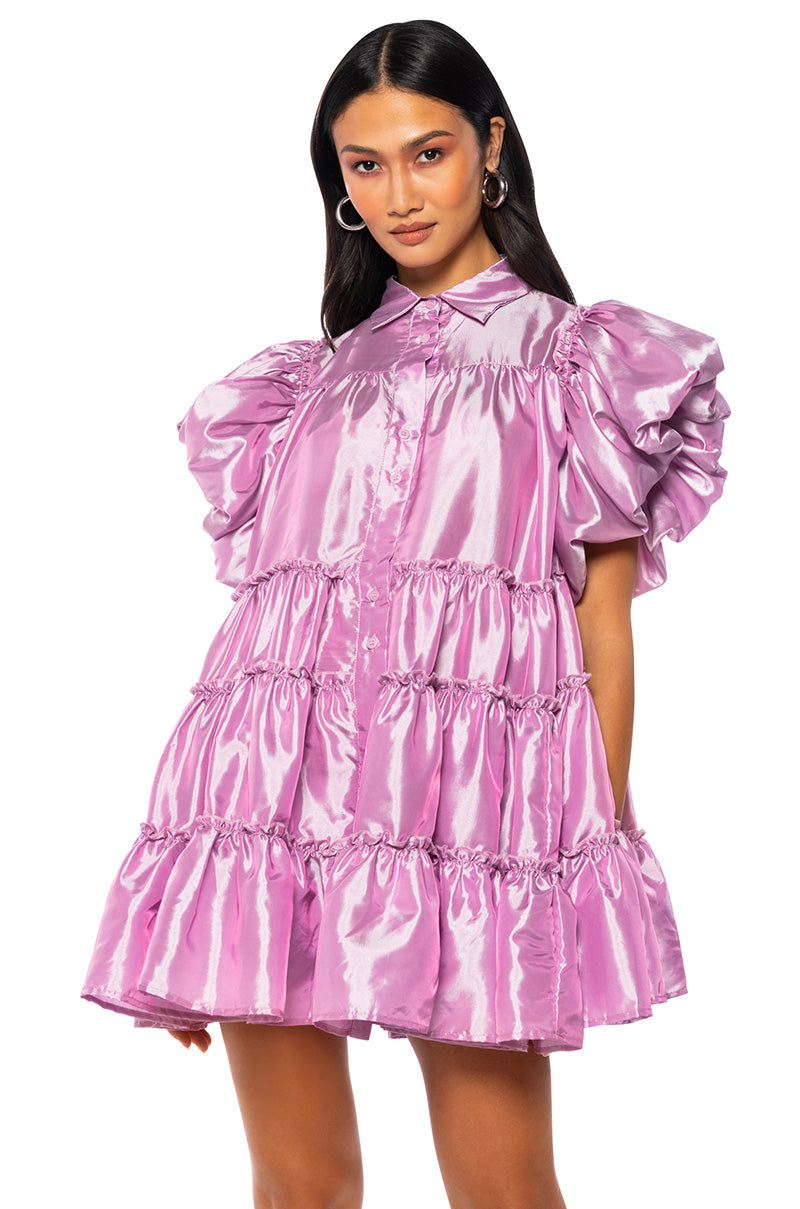 Front View In My Daydream Button Up Mini Dress