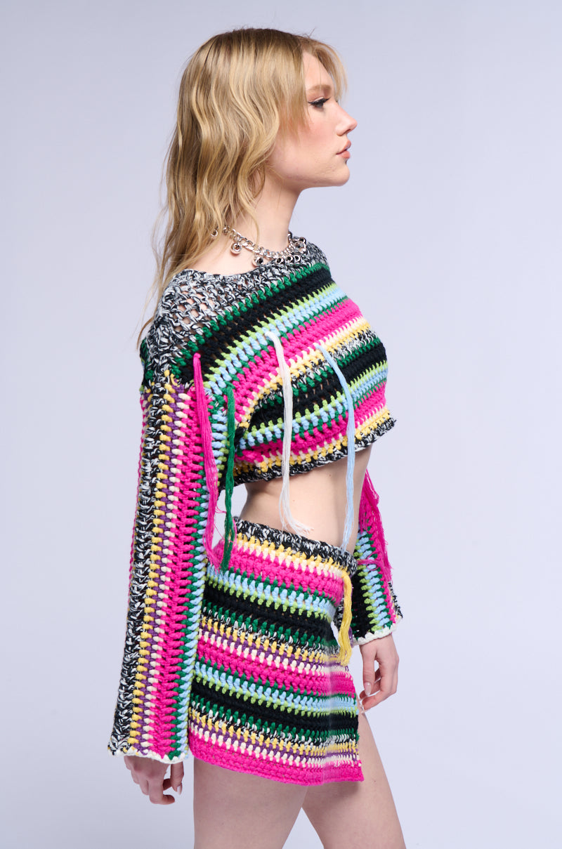 Back View In My Element Crochet Off The Shoulder Knit Top