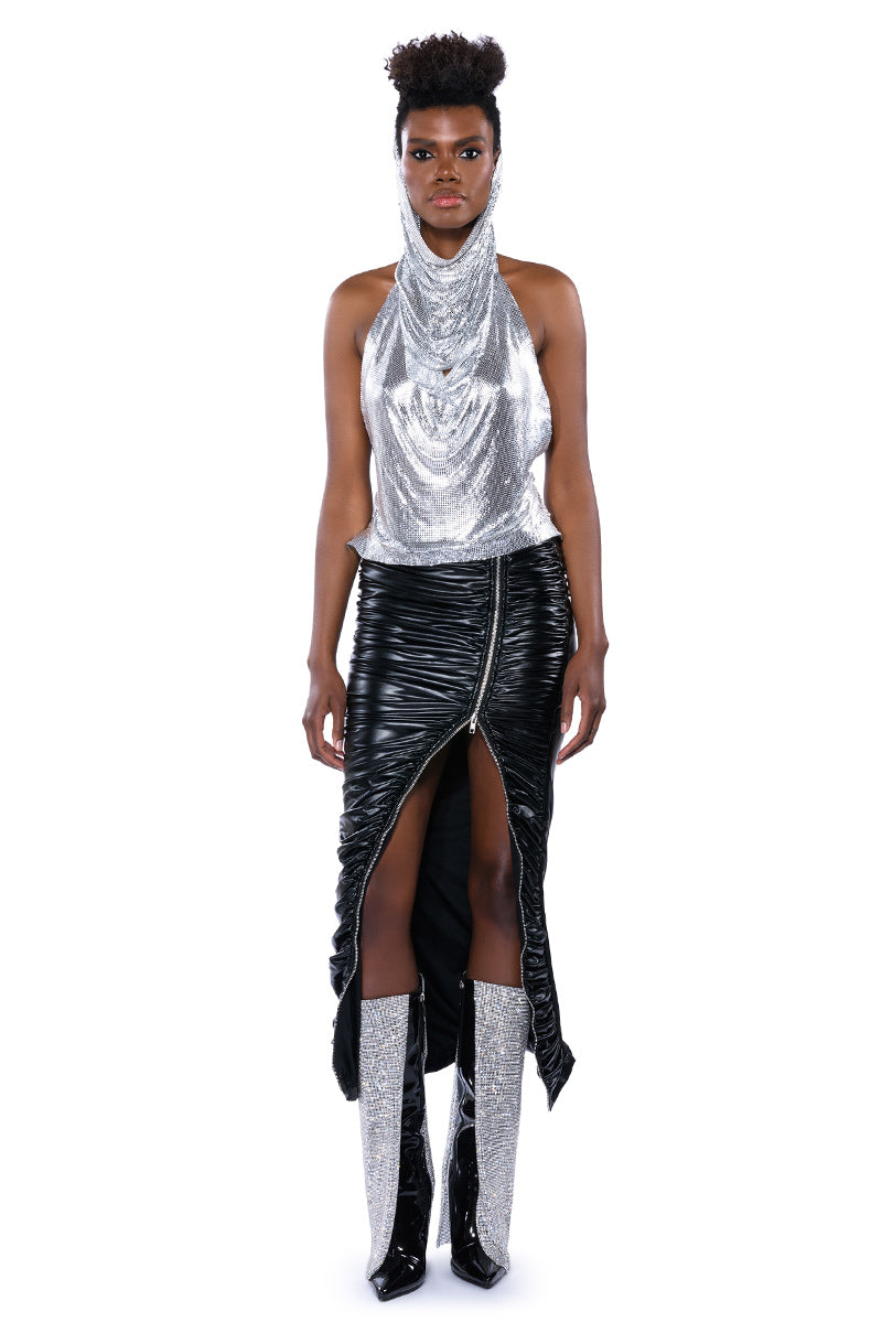Back View In My Mind High Shine Hooded Chainmail Top 5