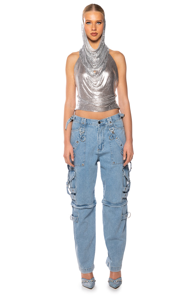Extra View In My Mind High Shine Hooded Chainmail Top 12