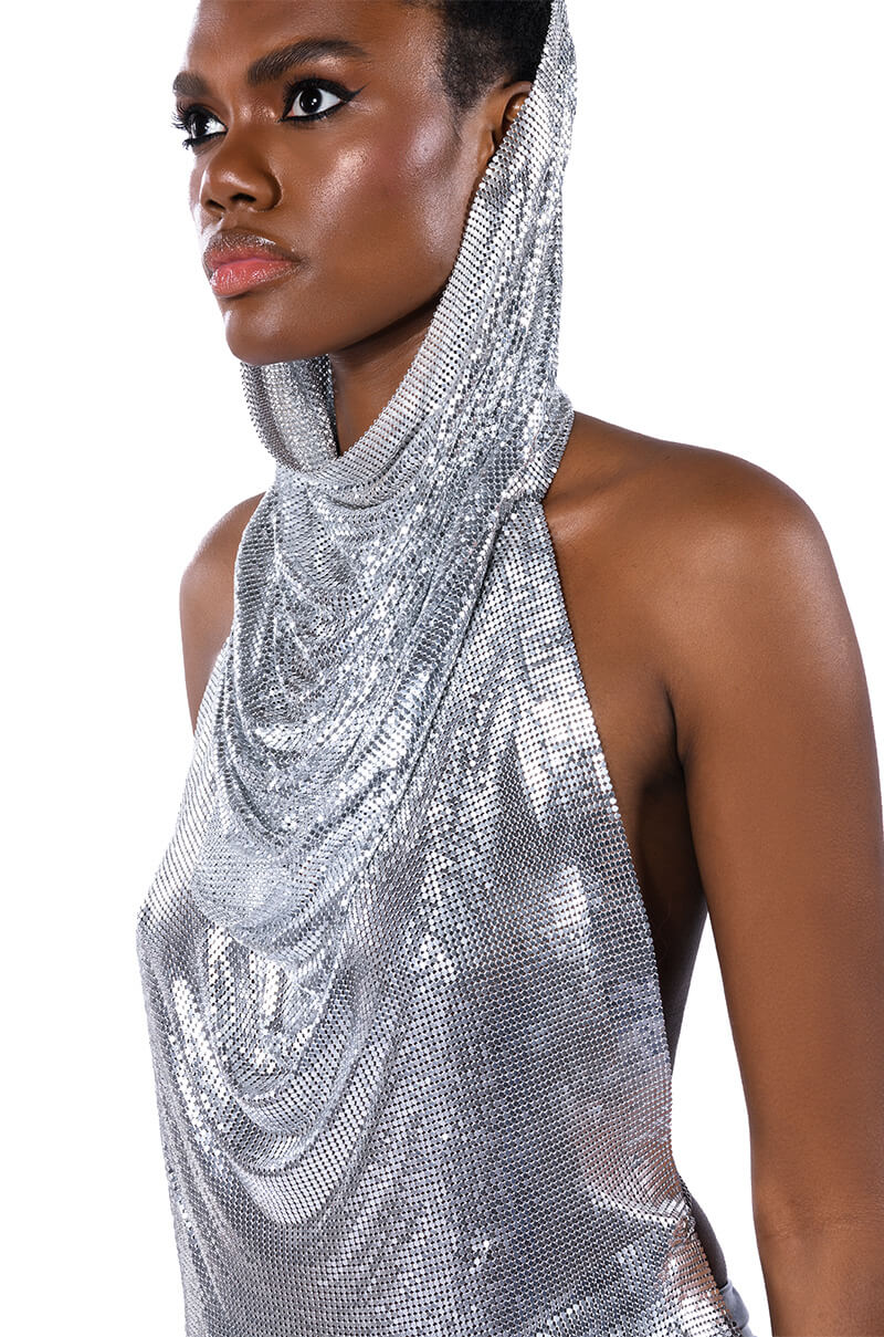 Extra View In My Mind High Shine Hooded Chainmail Top 14