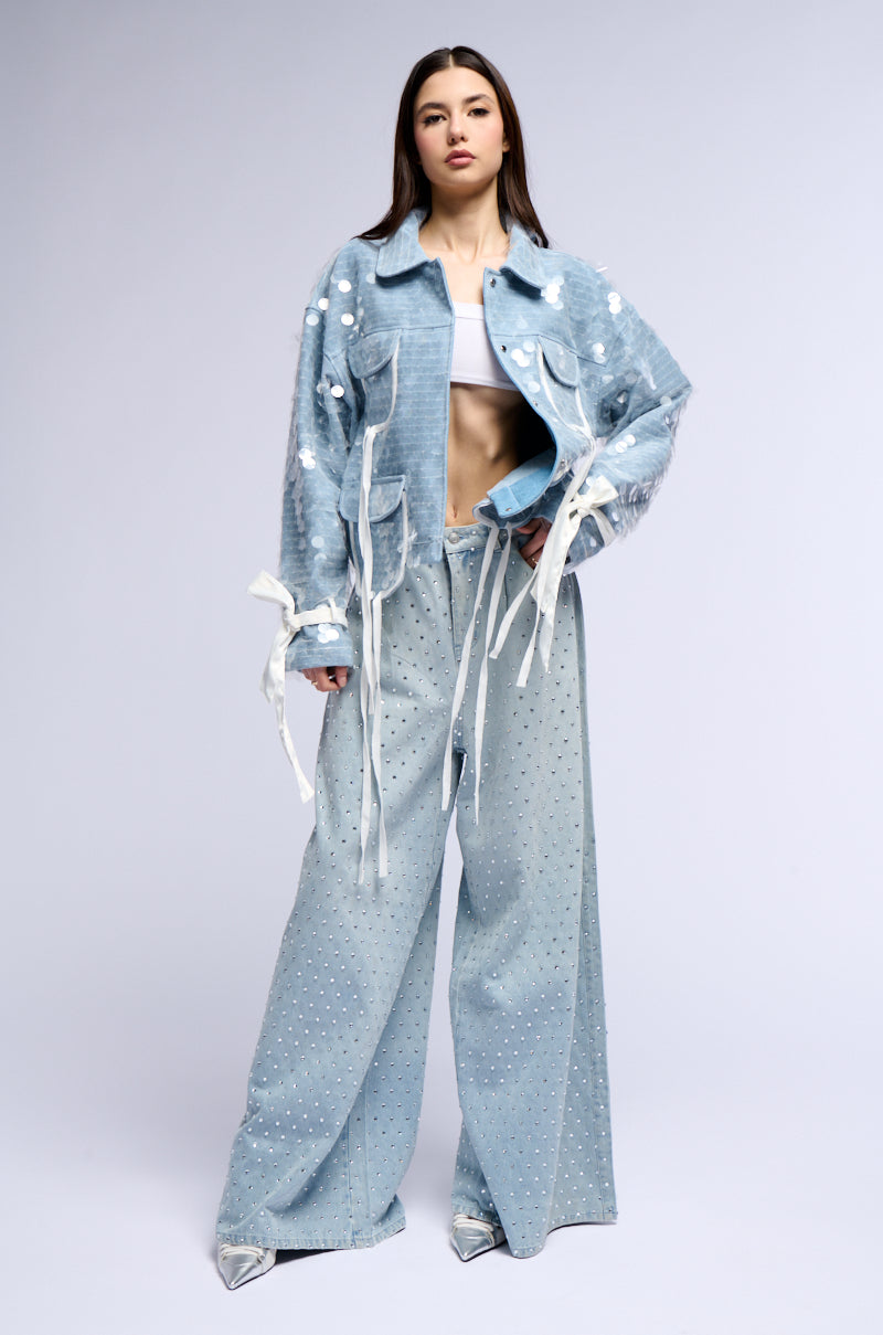 Side View In My Mind Sequin Denim Jacket