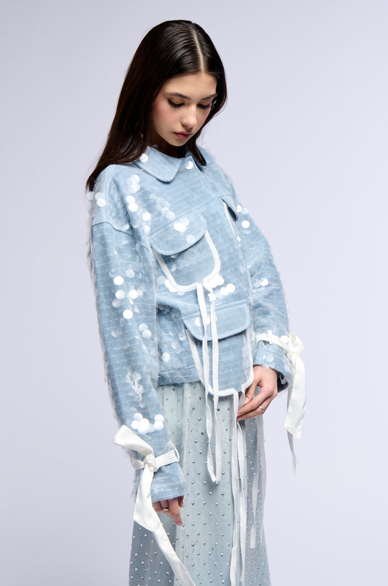 Back View In My Mind Sequin Denim Jacket