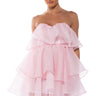 Front View In My Own Fairytale Strapless Ruffle Mini Dress In Light Pink