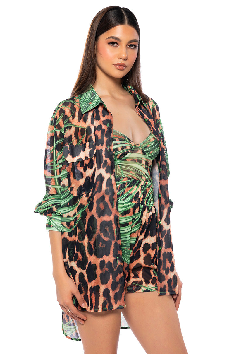 Front View In Paradise Oversized Flowy Blouse