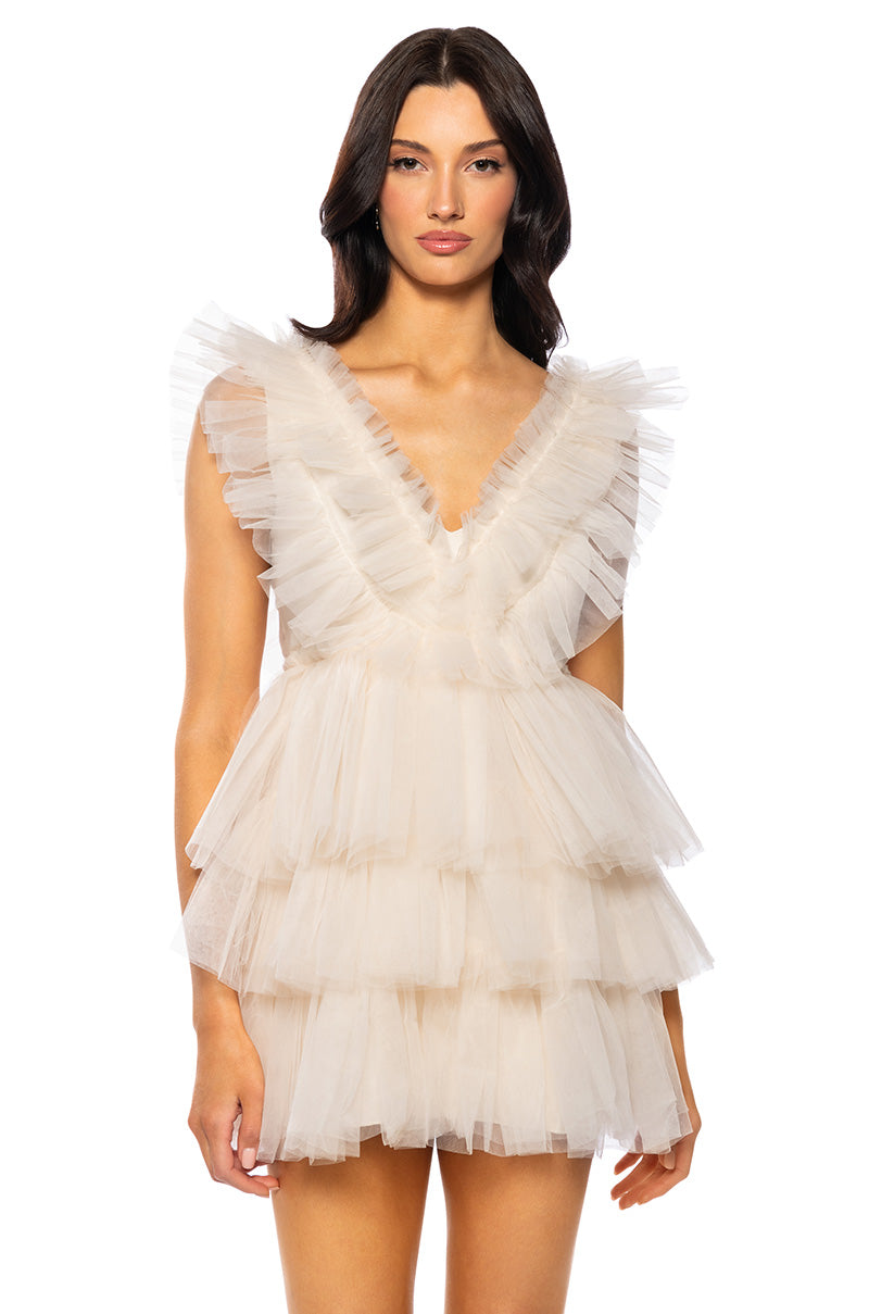 Front View In The Garden Tulle Mini Dress