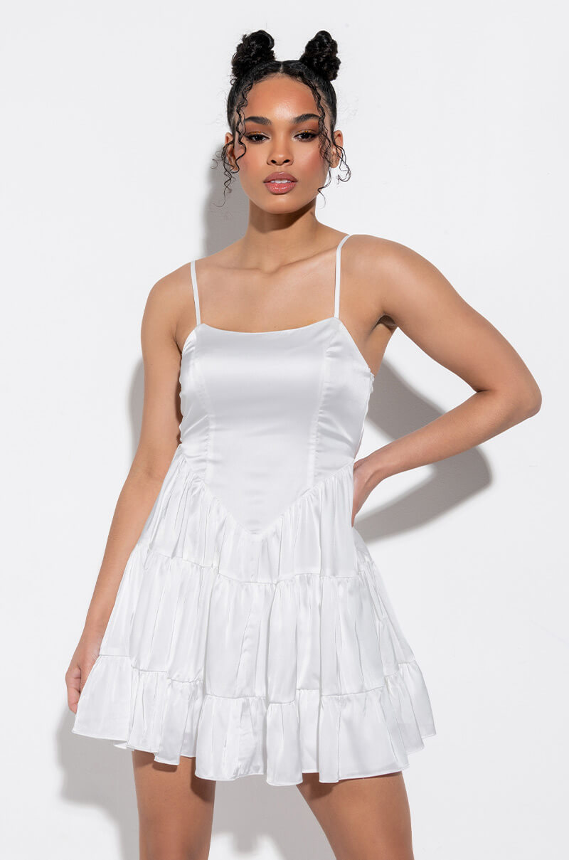 Front View In The Moment Fit And Flare Mini Dress