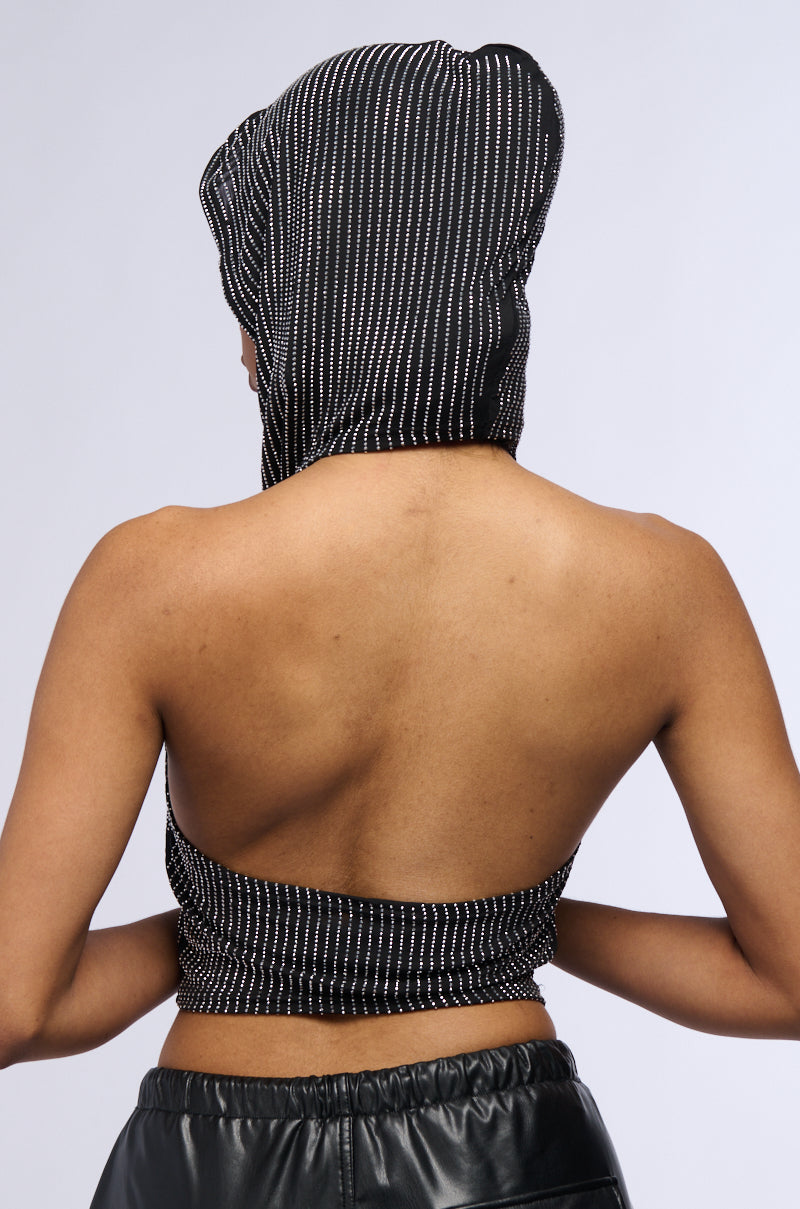 Extra View In The Name Of Love Hooded Rhinestone Top