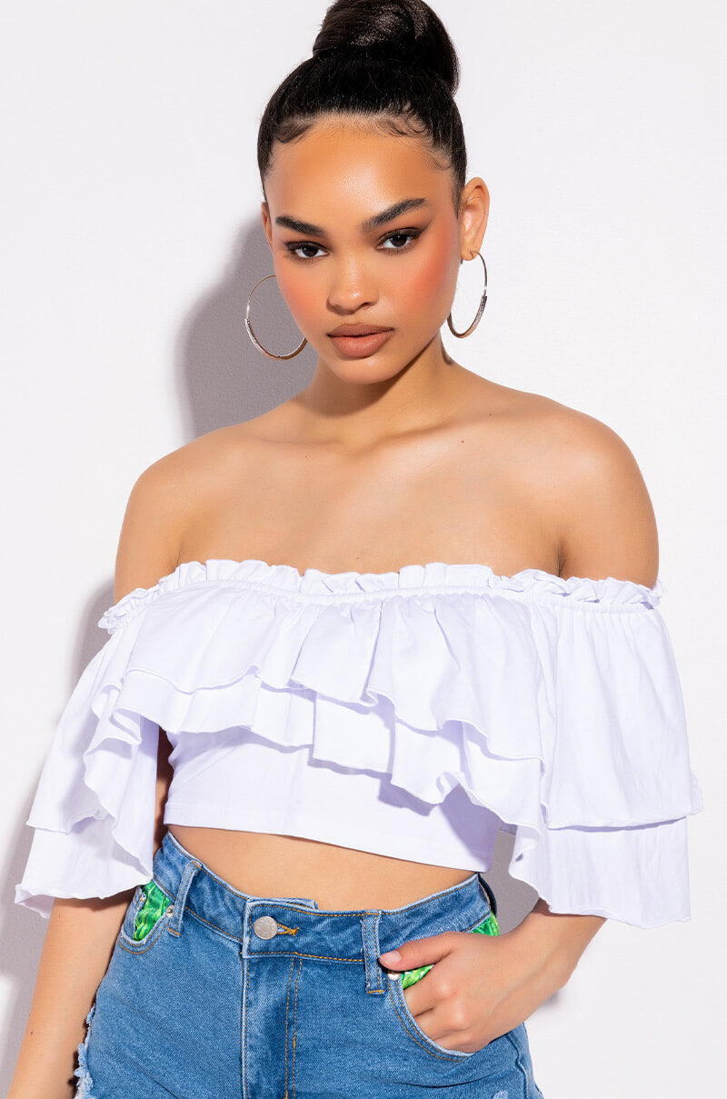 CHEYENNE RUFFLE CROP TOP view 0