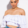 Front View In Your Dreams Ruffle Crop Top