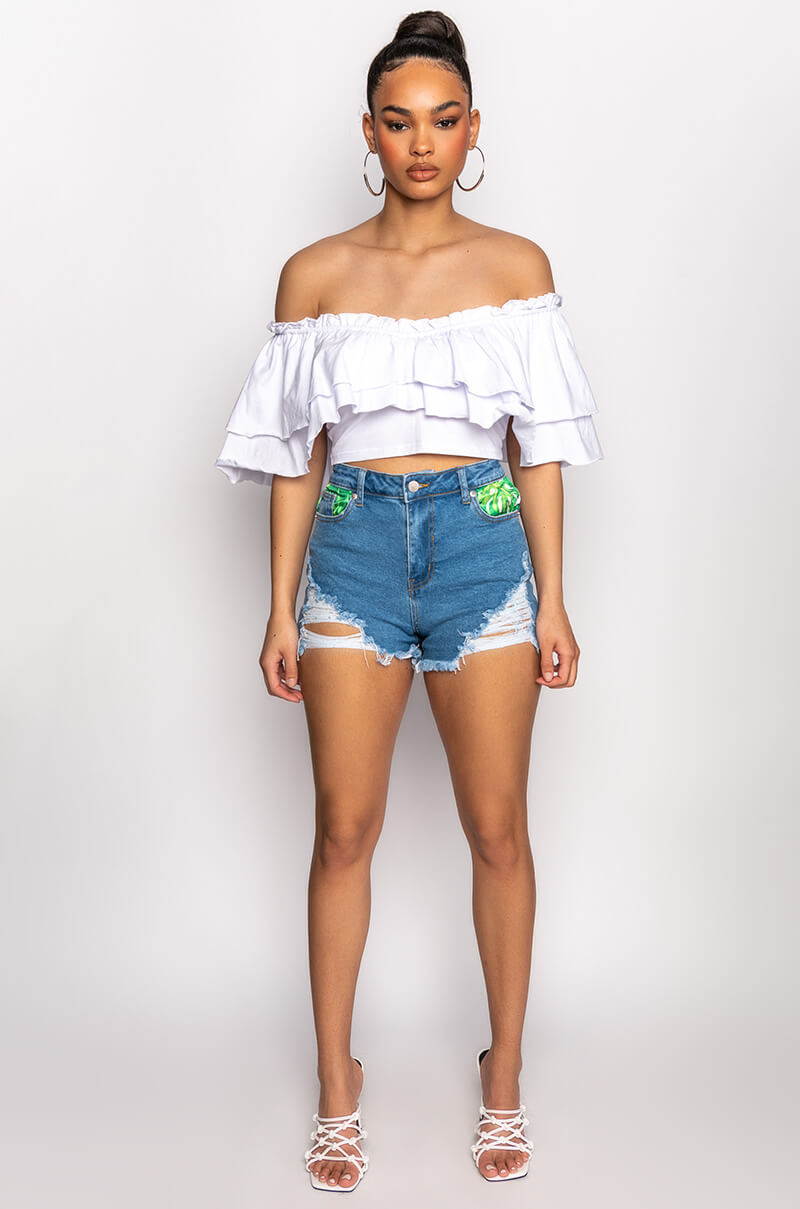 Extra View In Your Dreams Ruffle Crop Top