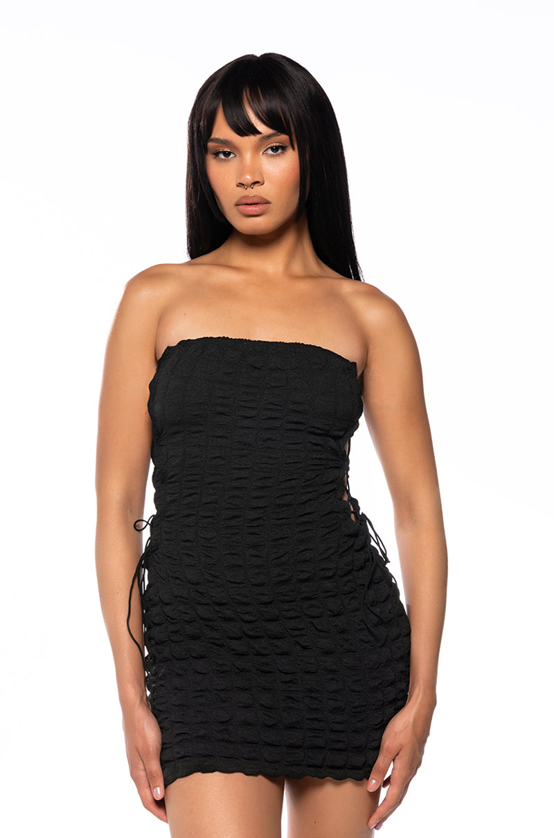 Front View In Your Dreams Side Tie Mini Dress