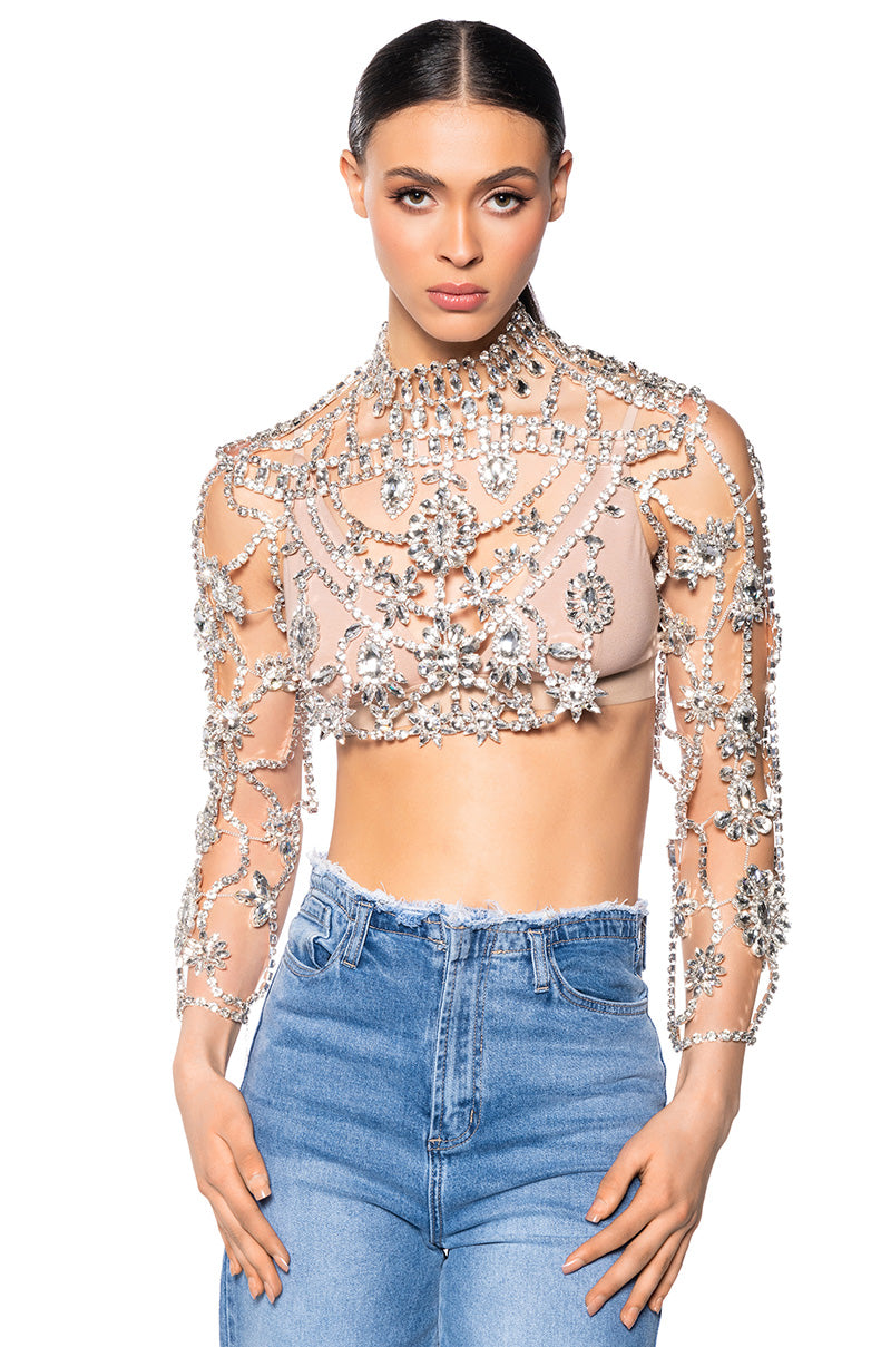 AKIRA BIRTHDAY EMBELLISHED RHINESTONE TOP view 0