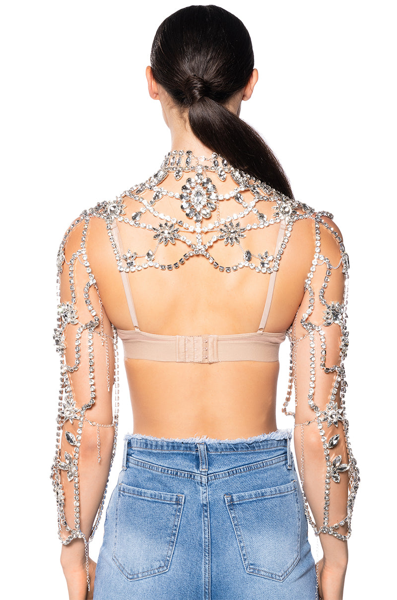 Detail View In Your Glow Embellished Rhinestone Top