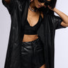 Front View Incognito Laser Cut Out Faux Leather Shirt Dress