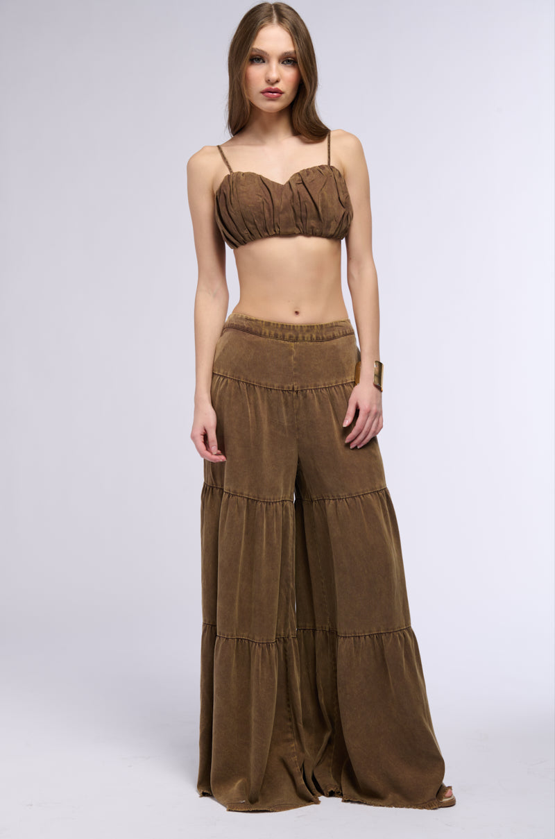 Full View Indie Washed Tiered Wide Leg Pants