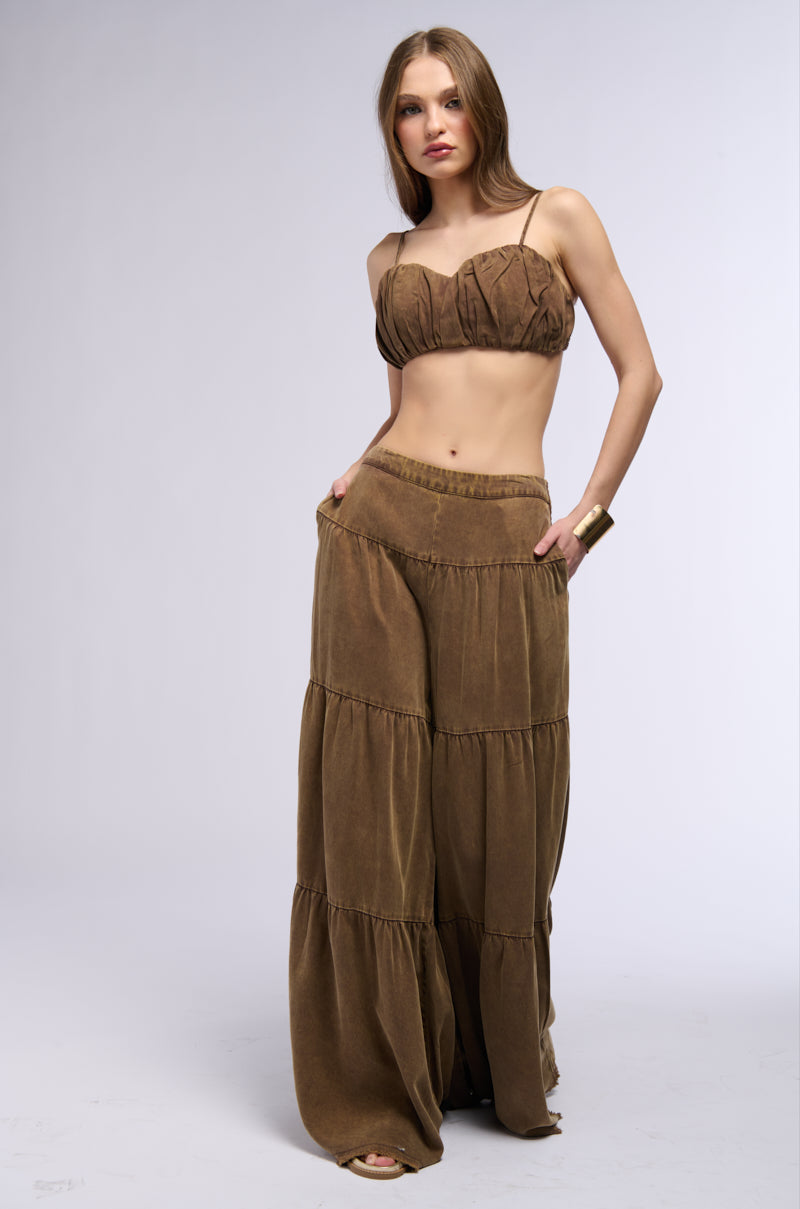 Extra View Indie Washed Tiered Wide Leg Pants