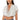 Front View Indigo Draped Rhinestone Mesh Blouse In White