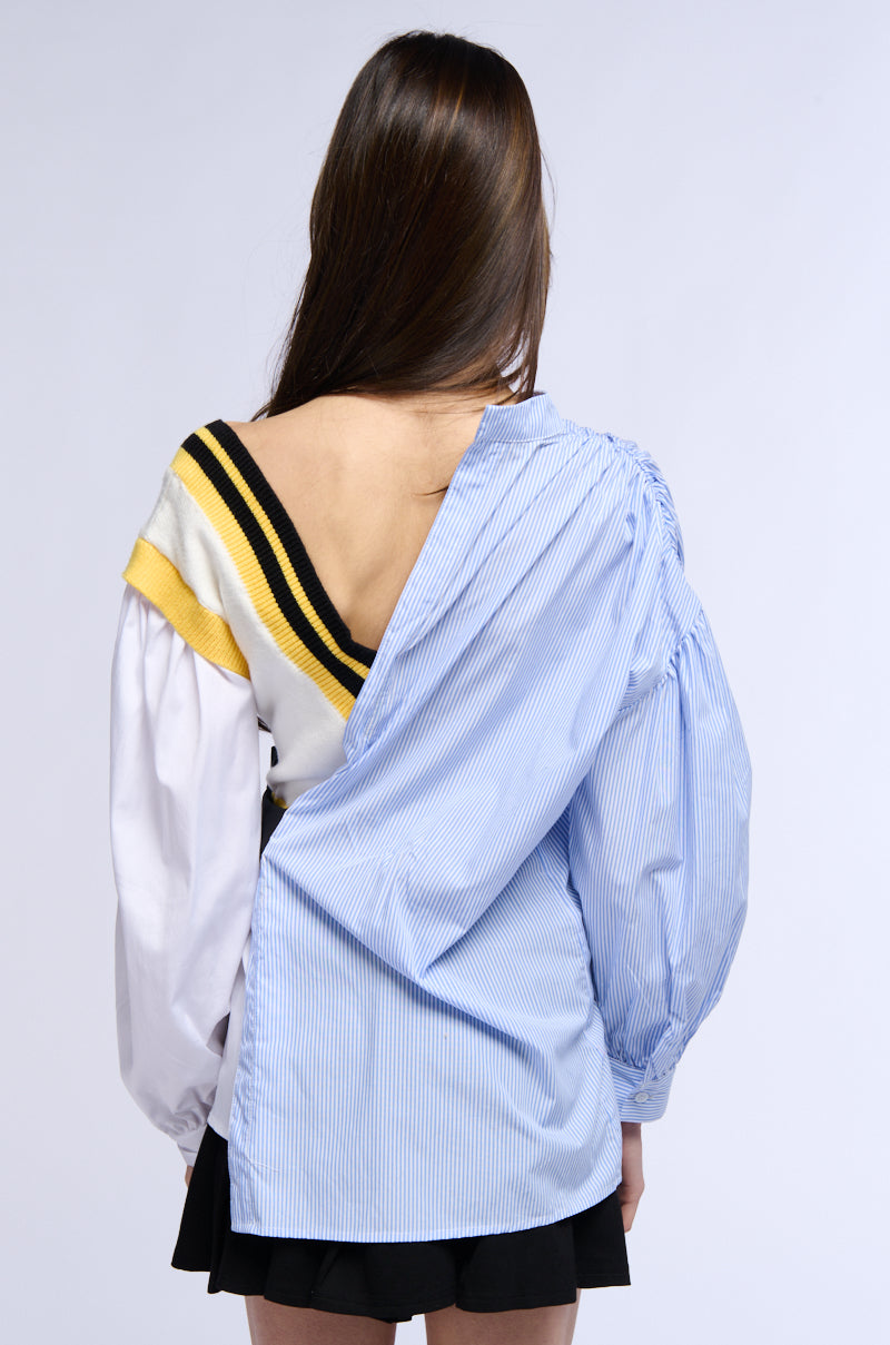 Detail View Infinity Long Sleeve Poplin Sweater Top