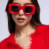 Front View Inflated Love Sunglasses In Red