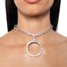 Front View Influential Bling Choker In Silver