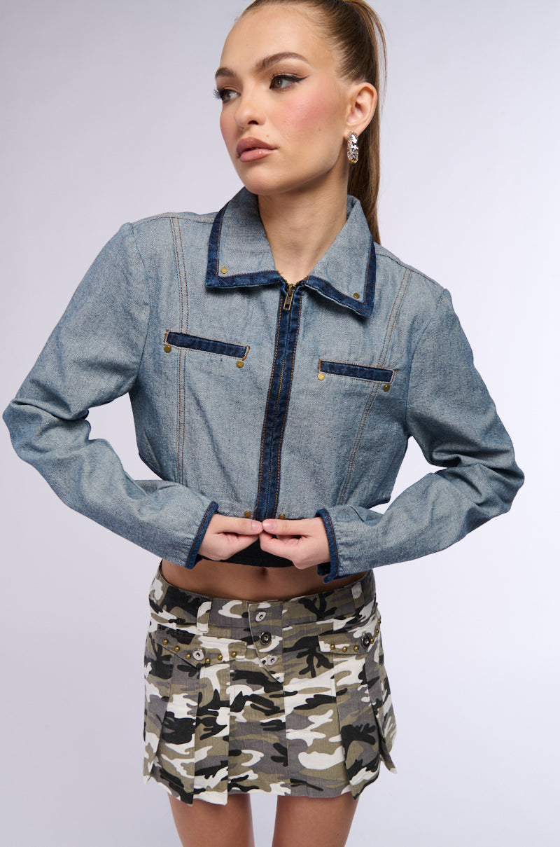 Extra View Inside Out Denim Crop Jacket