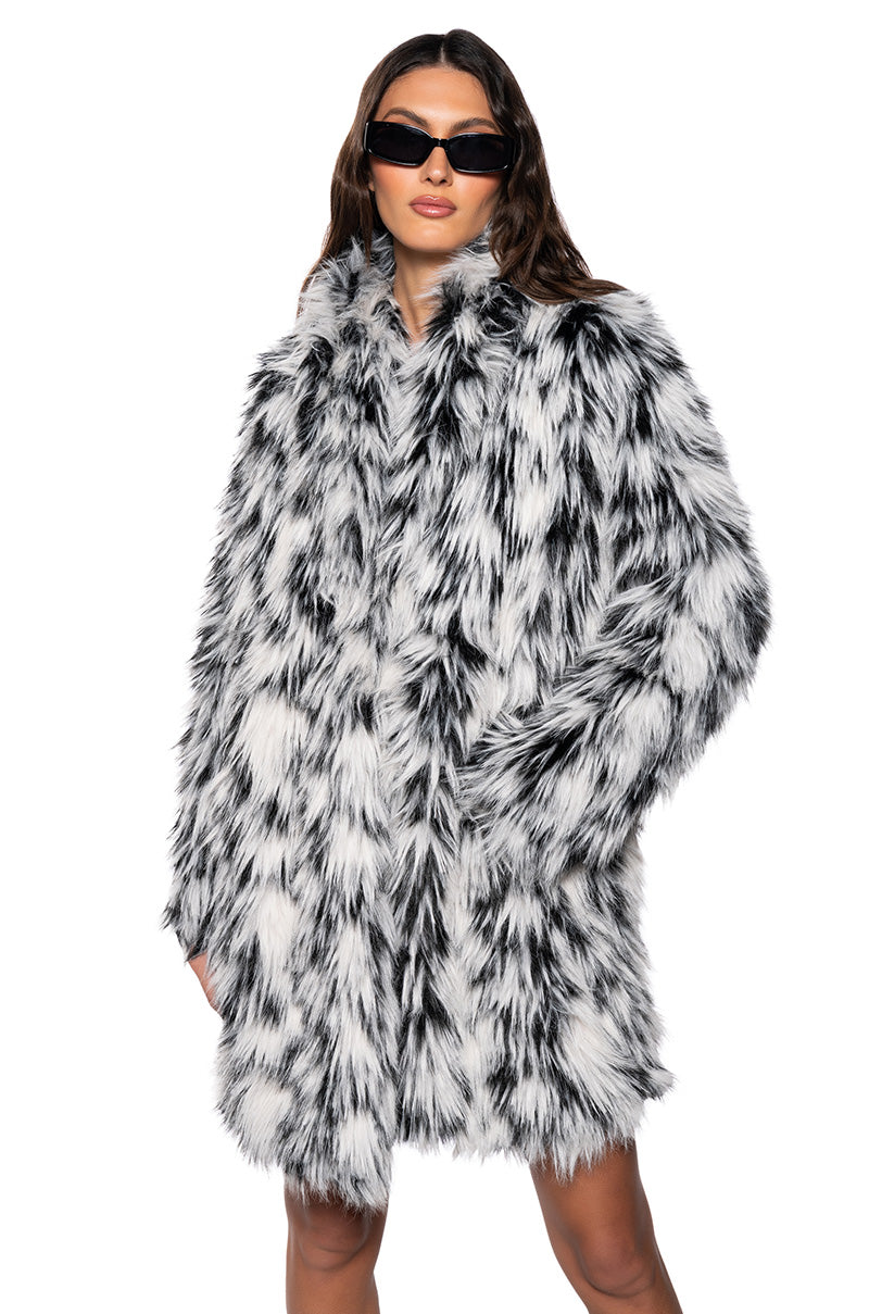Side View Interstellar Shaggy Faux Fur Coat