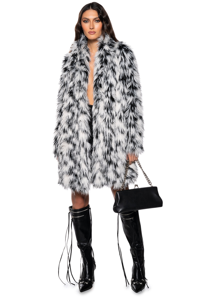 Full View Interstellar Shaggy Faux Fur Coat