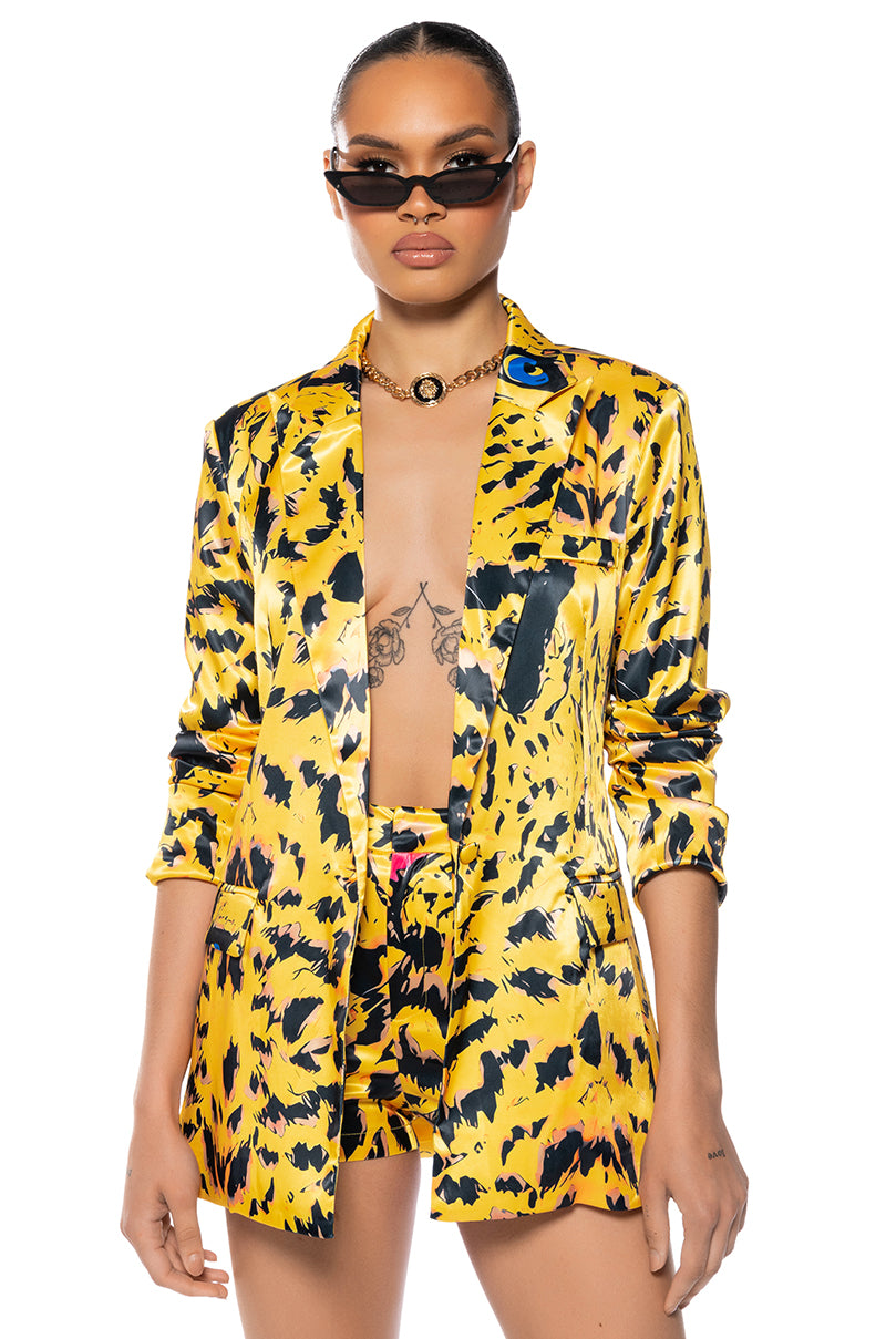 INTO THE WILD PRINTED SATIN BLAZER view 0