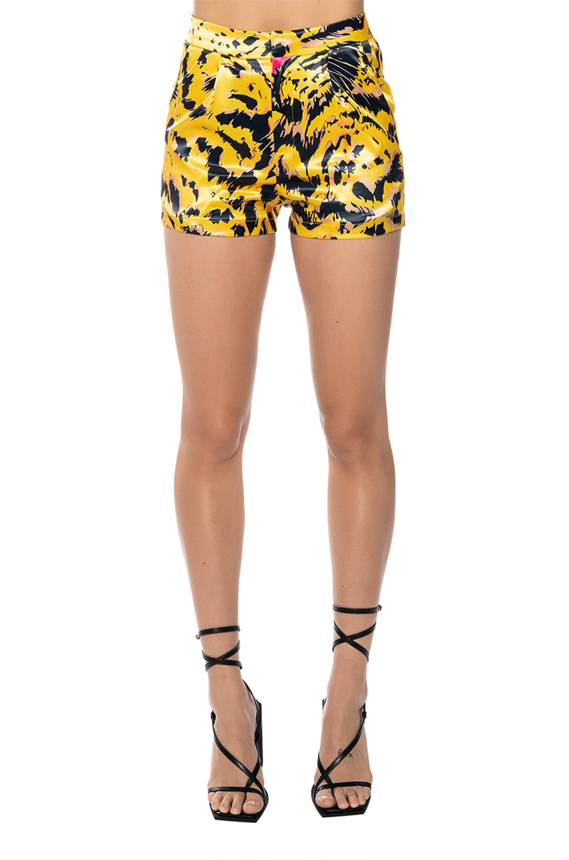 Extra View Into The Wild Printed Satin Short