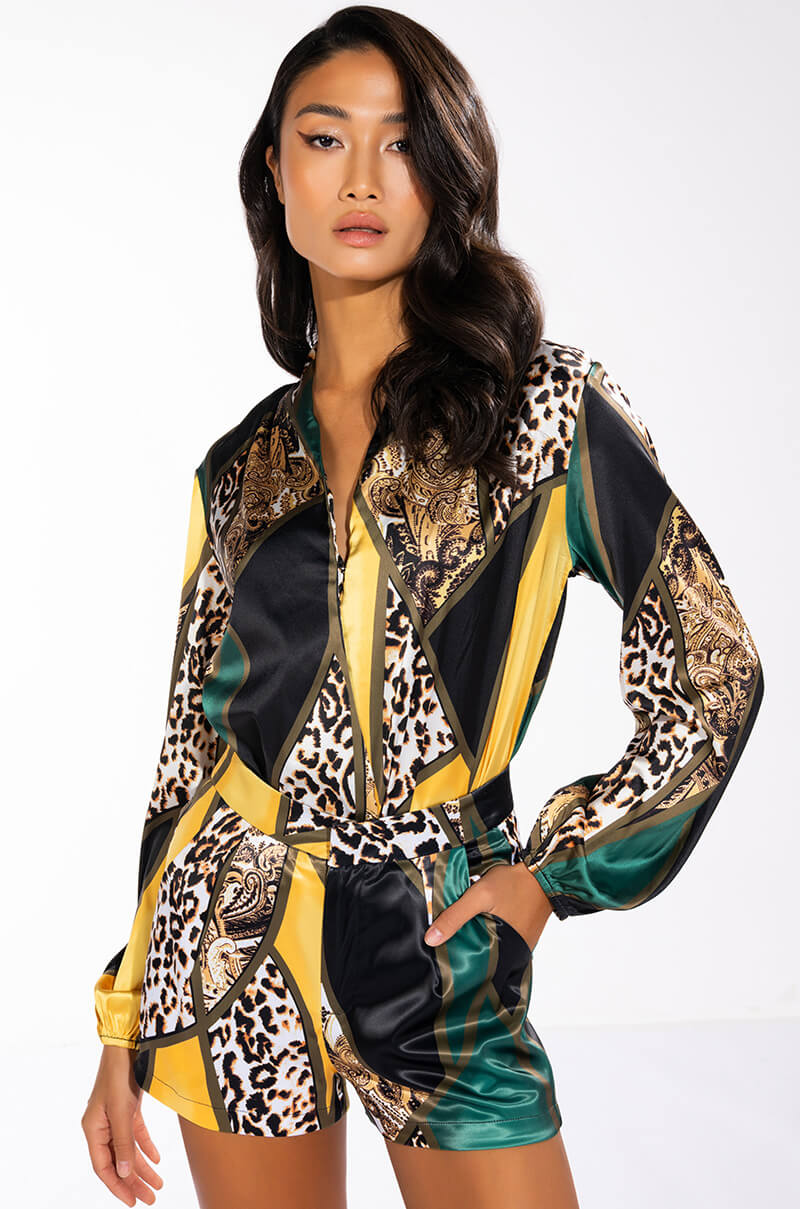 Side View Into The Wild Satin Bodysuit