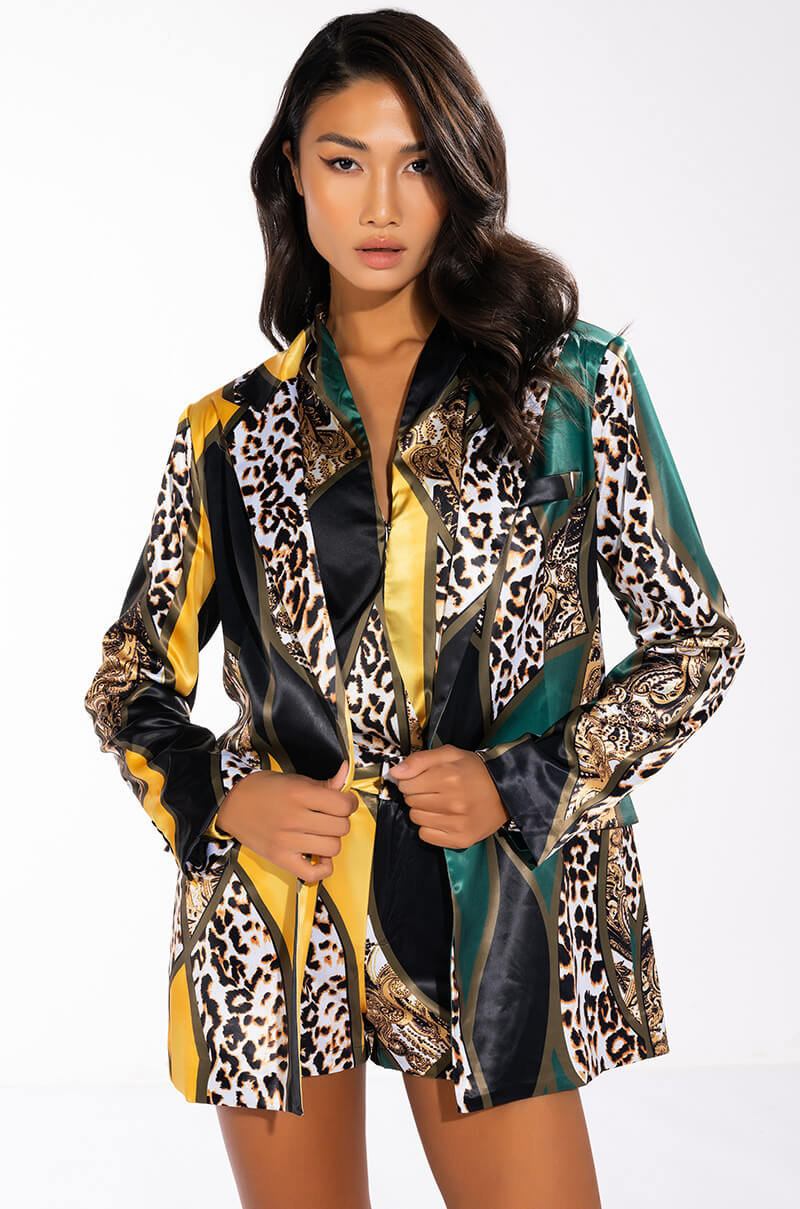 Back View Into The Wild Satin Bodysuit