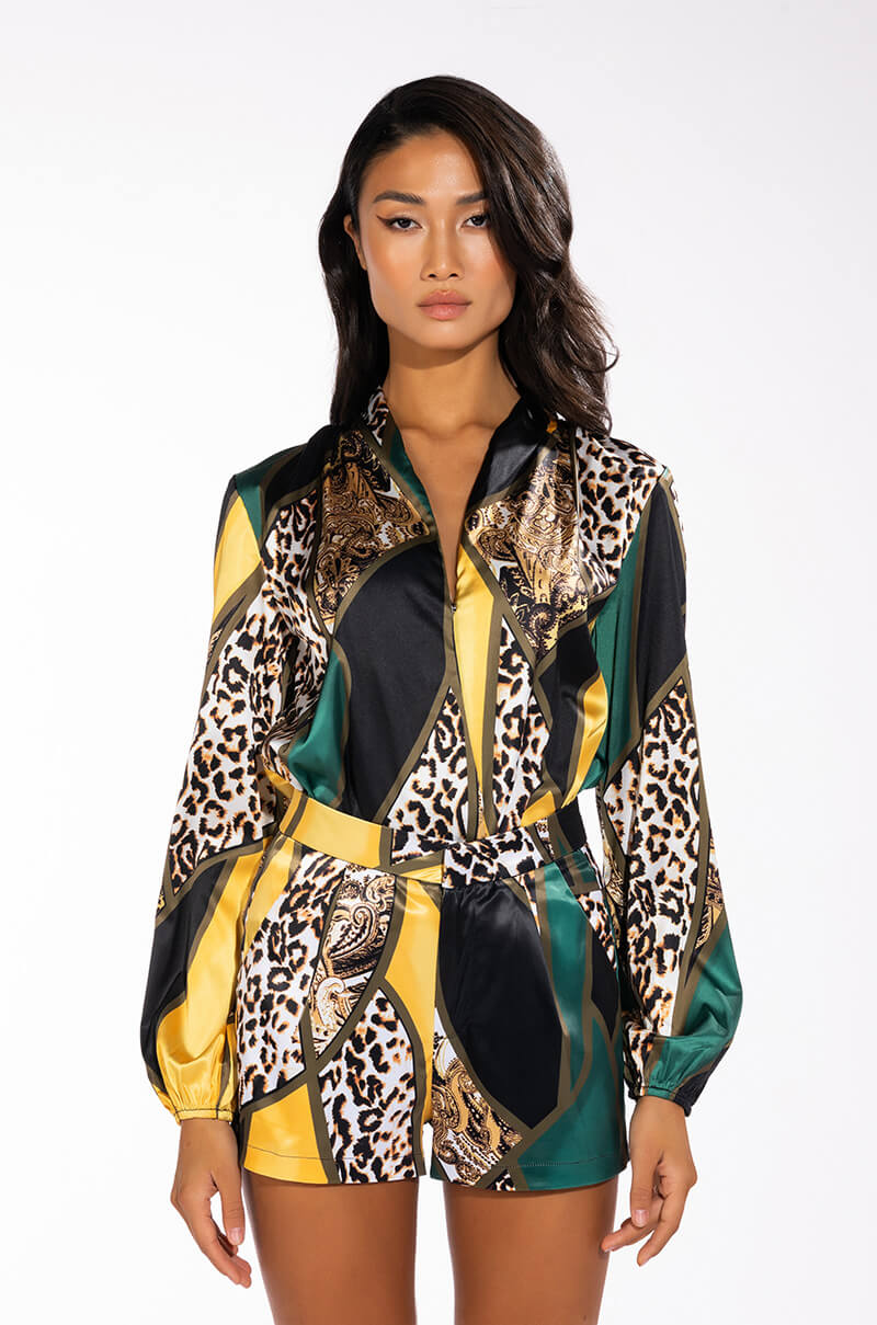 Full View Into The Wild Satin Bodysuit