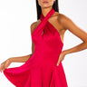 Front View Invite Only Satin Halterneck Romper