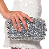 Front View Ireland Silver Embellished Clutch